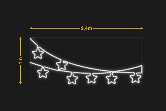 Estrellas en tendedero 2,4x1m