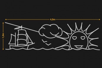 Barco, sol y nubes 4,5x1,3m