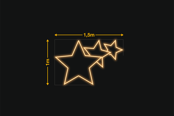 Tres estrellas crecientes 1x1,5m