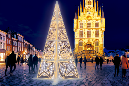 Árbol de 3 caras con estrellas