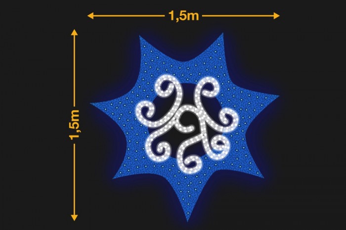 Estrella blanca y azul 1,5x1,5m