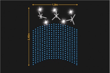 3 Estrellas con flashes y cortina 1,9x2,45m