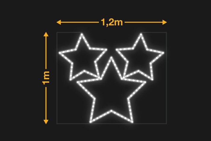 Tres estrellas formando un triangulo 1,2x1m