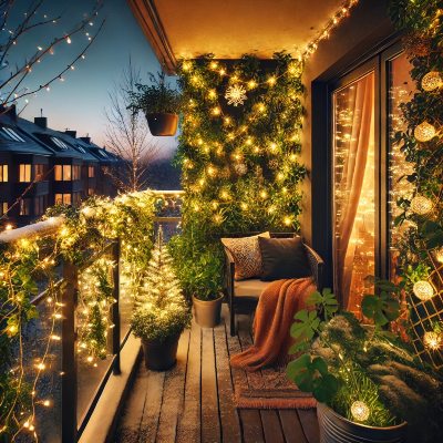 plantas luces balcon decoracion navidad
