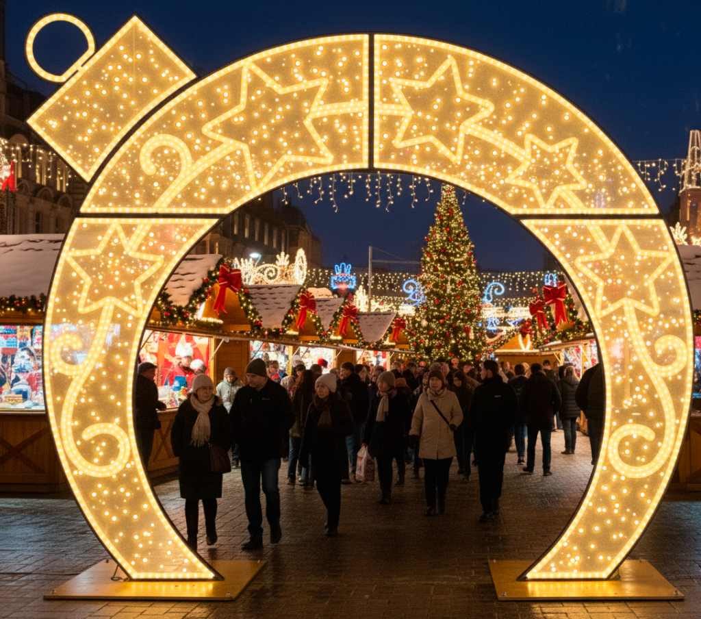 Bola de Navidad con estrellas y filigrana en un festival
