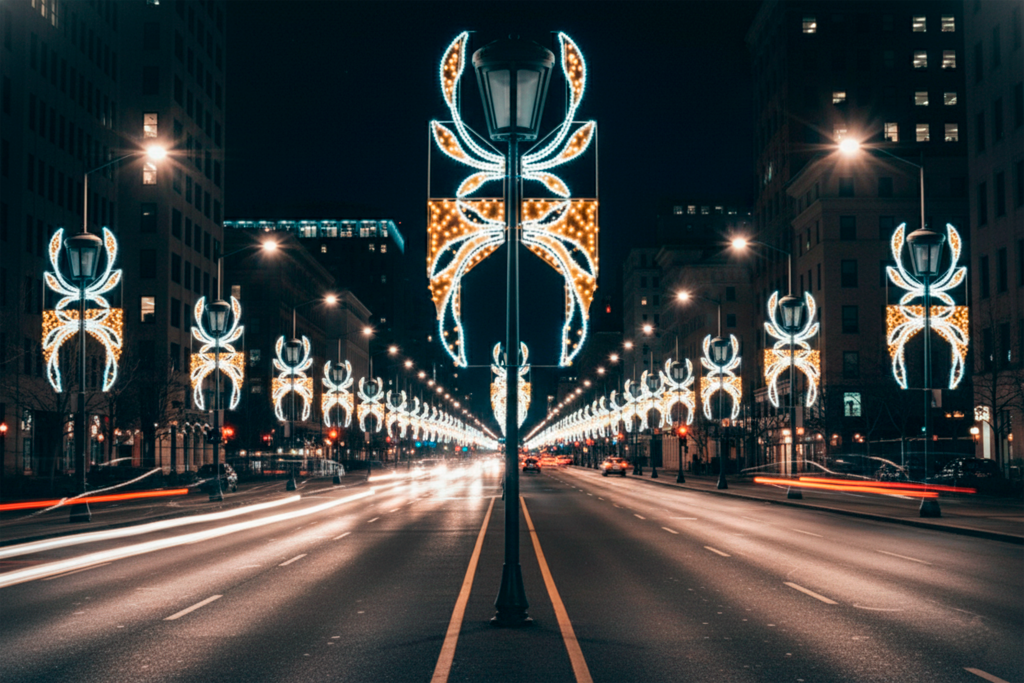 Luces de Navidad 4 Medio Ramo de Laurel en farola