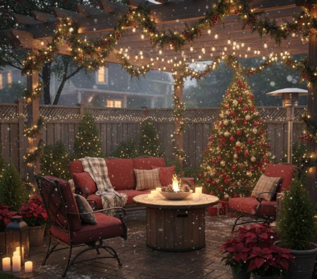 decoracion luces navidad patio